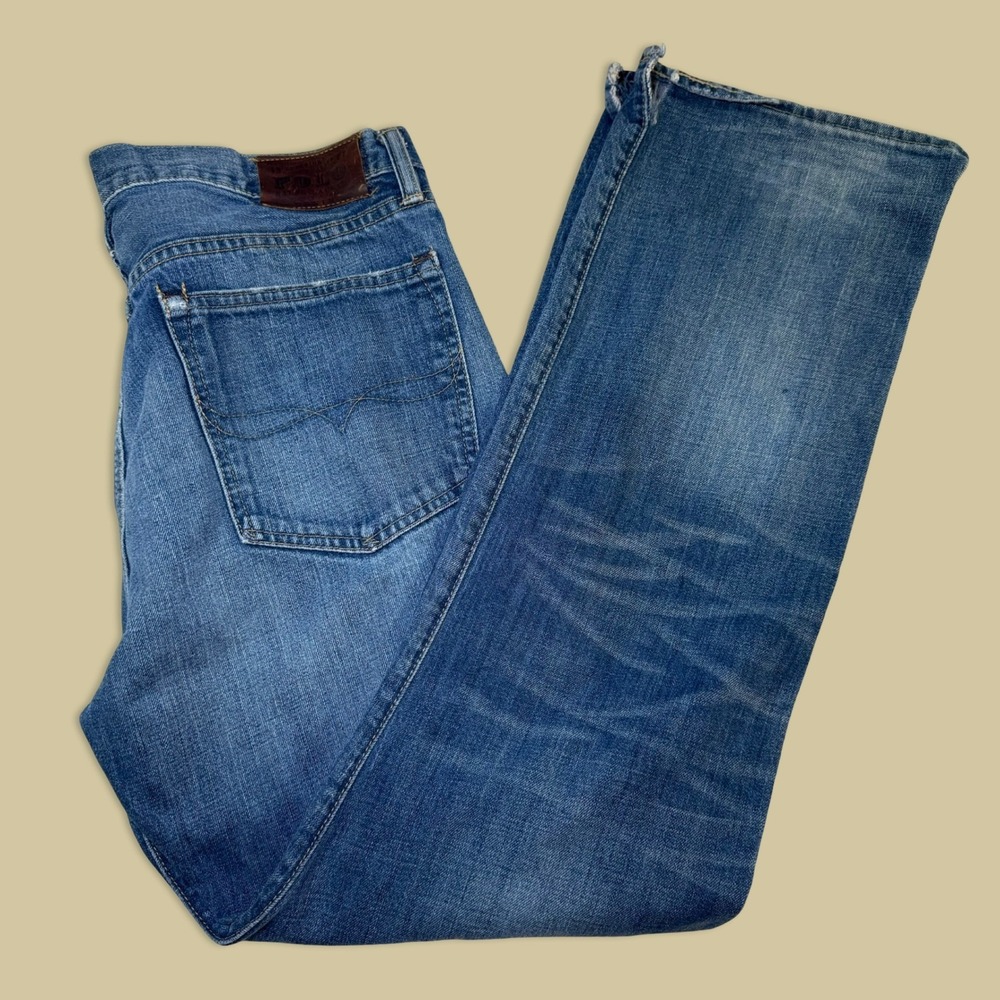 Vintage Polo Ralph Lauren Jeans 35 X 32 Blue Straight Leg 80s Cut Hem USA